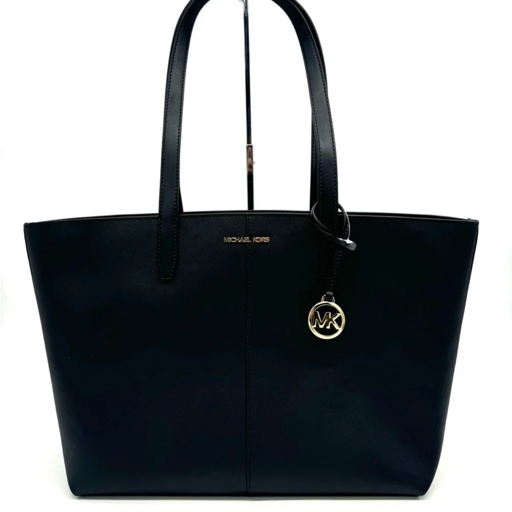 Michael Kors Medium Jet Set Travel Zip Tote Bag Black/Gold